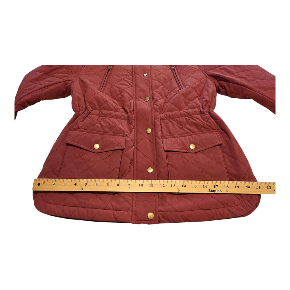 Eden Society Coat Womens Size Small Burgundy Quilted Sherpa Lined Hooded Warm - Picture 15 of 15
